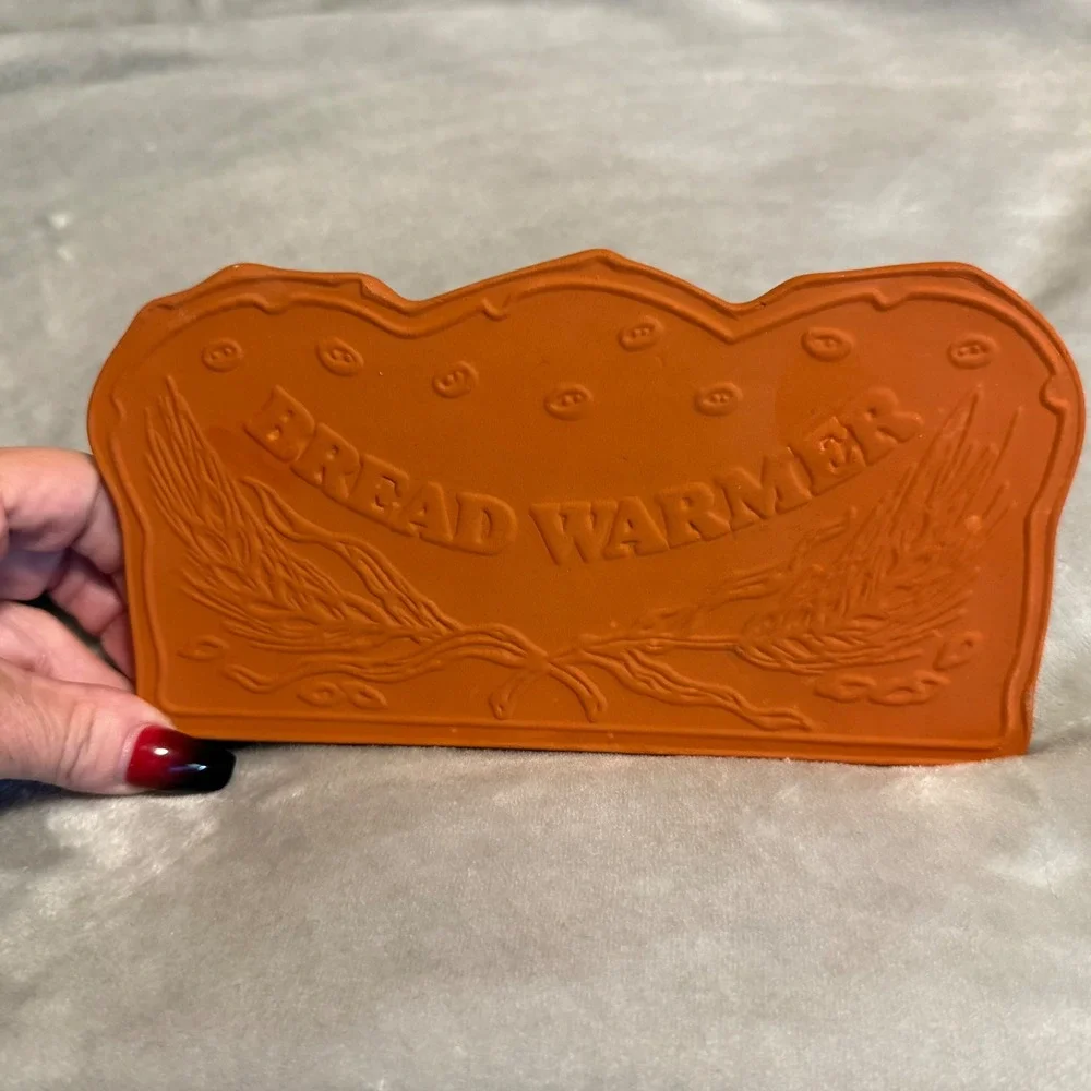 Terracotta Bread Warmer Tile Loaf Shape Wheat Design Basket‎ Insert Farmhouse